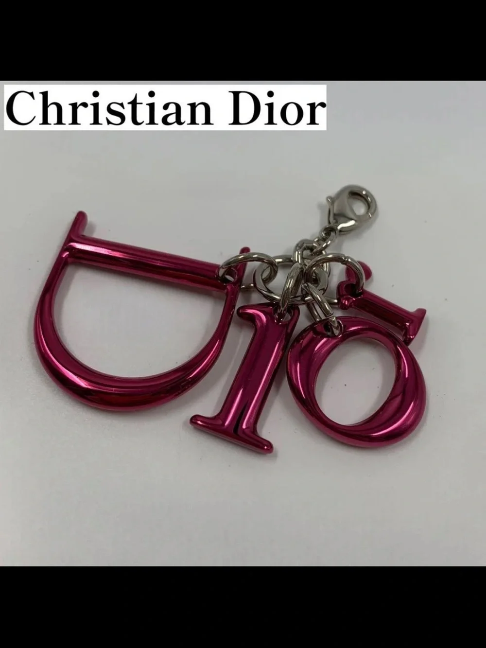 Dior Pink Metallic 'Dior' Letter Key Charm